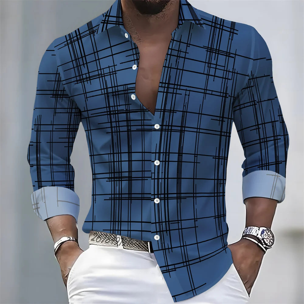 Chemise Homme Rayée à Manches Longues – CLEVI Paris