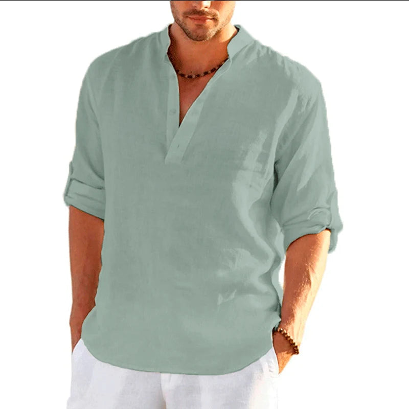 T-shirt homme en coton à manches longues – CLEVI Paris