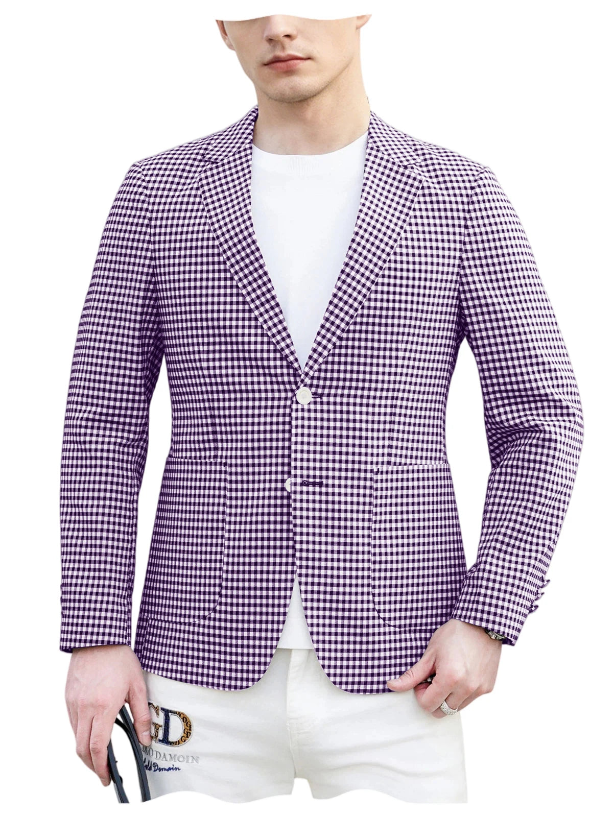 Blazer homme à carreaux 2 boutons – CLEVI Paris