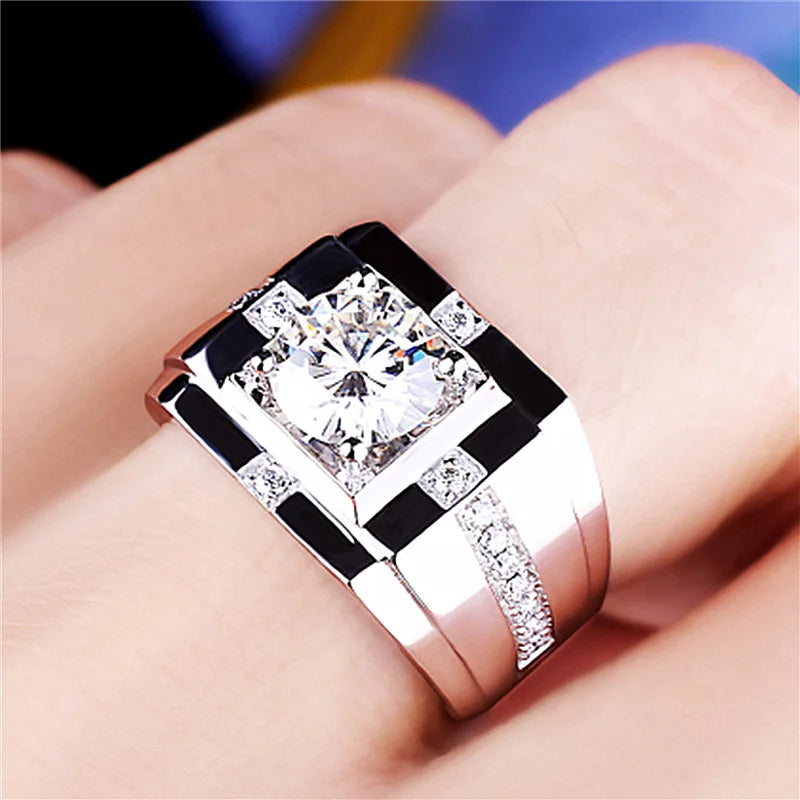 Bague Homme Cristal Rectangulaire Argent 925 – CLEVI Paris