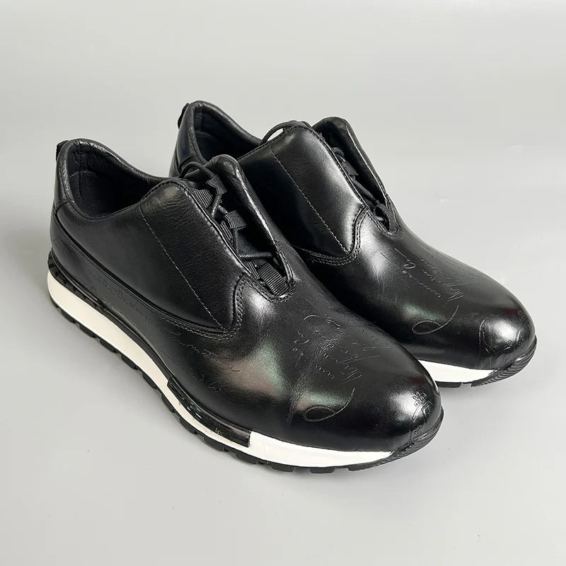 Sneakers en cuir à motif lettres pour homme – CLEVI Paris