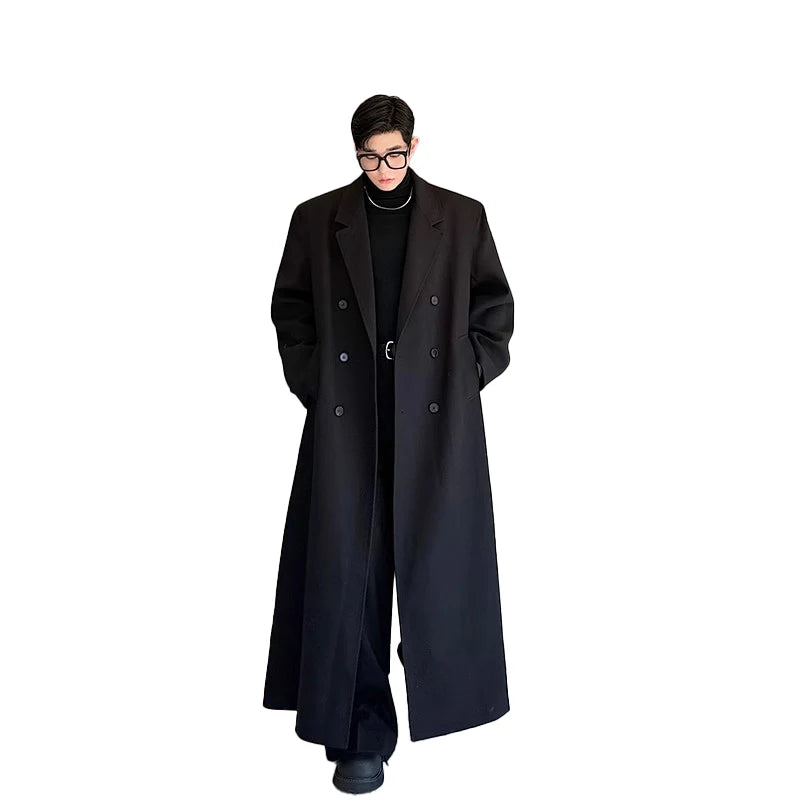 Trench extra-long noir homme – CLEVI Paris