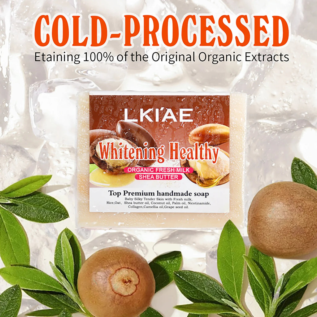 Savon Artisanal AILKE Lait Frais & Beurre de Karité 150g – Éclaircissant & Hydratant – CLEVI Paris