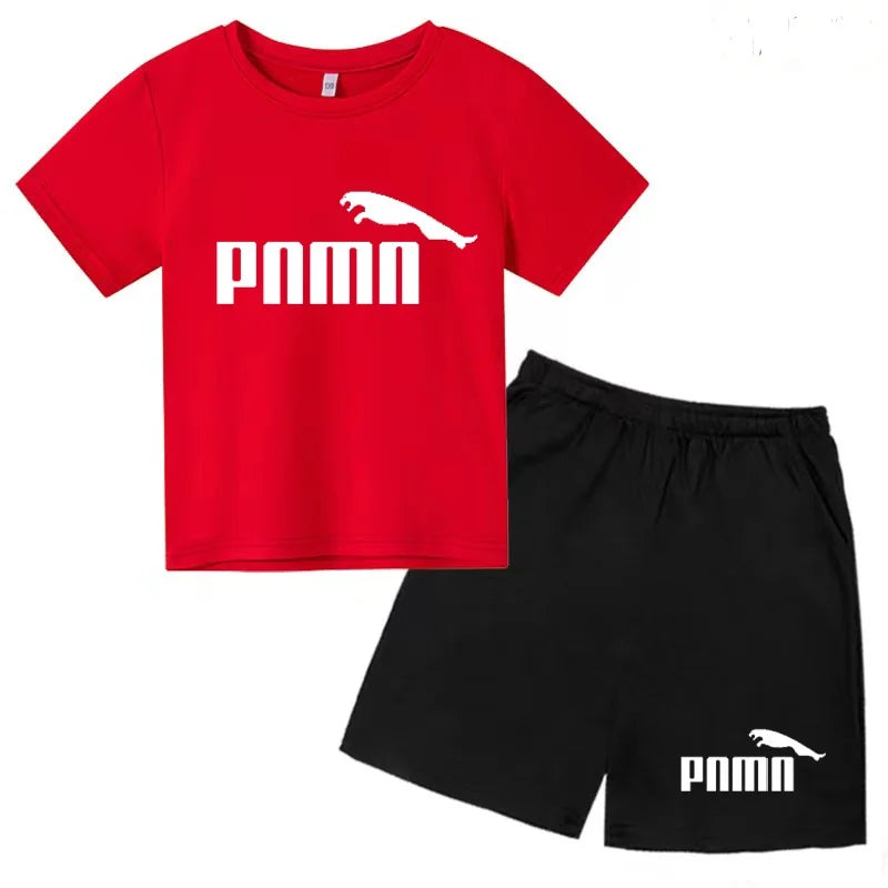 Ensemble enfant T-shirt à lettres et short uni – CLEVI Paris