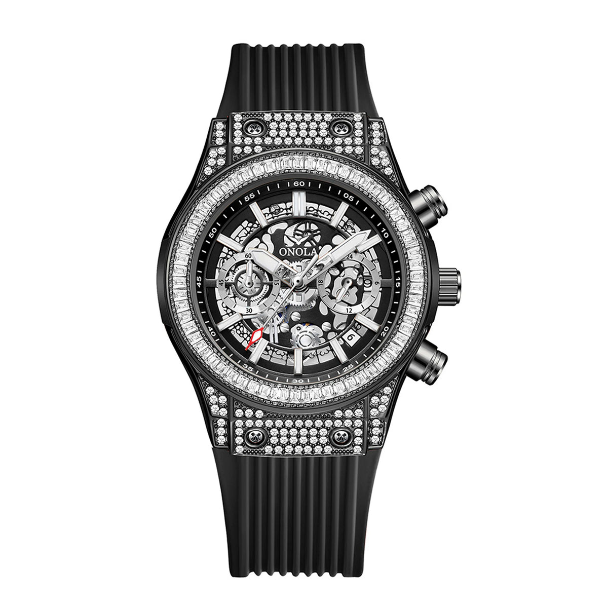 Montre Quartz Tonneau Cadran Creux ONOLA Homme Silicone – CLEVI Paris