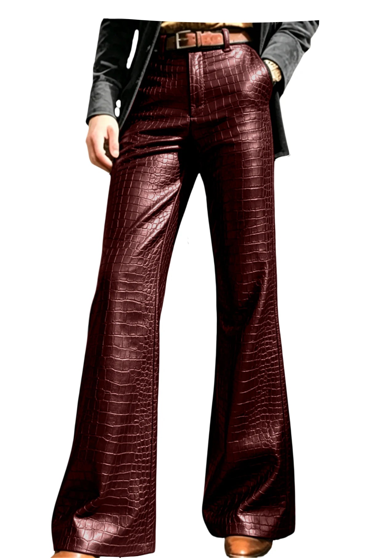Pantalon évasé effet crocodile homme – CLEVI Paris