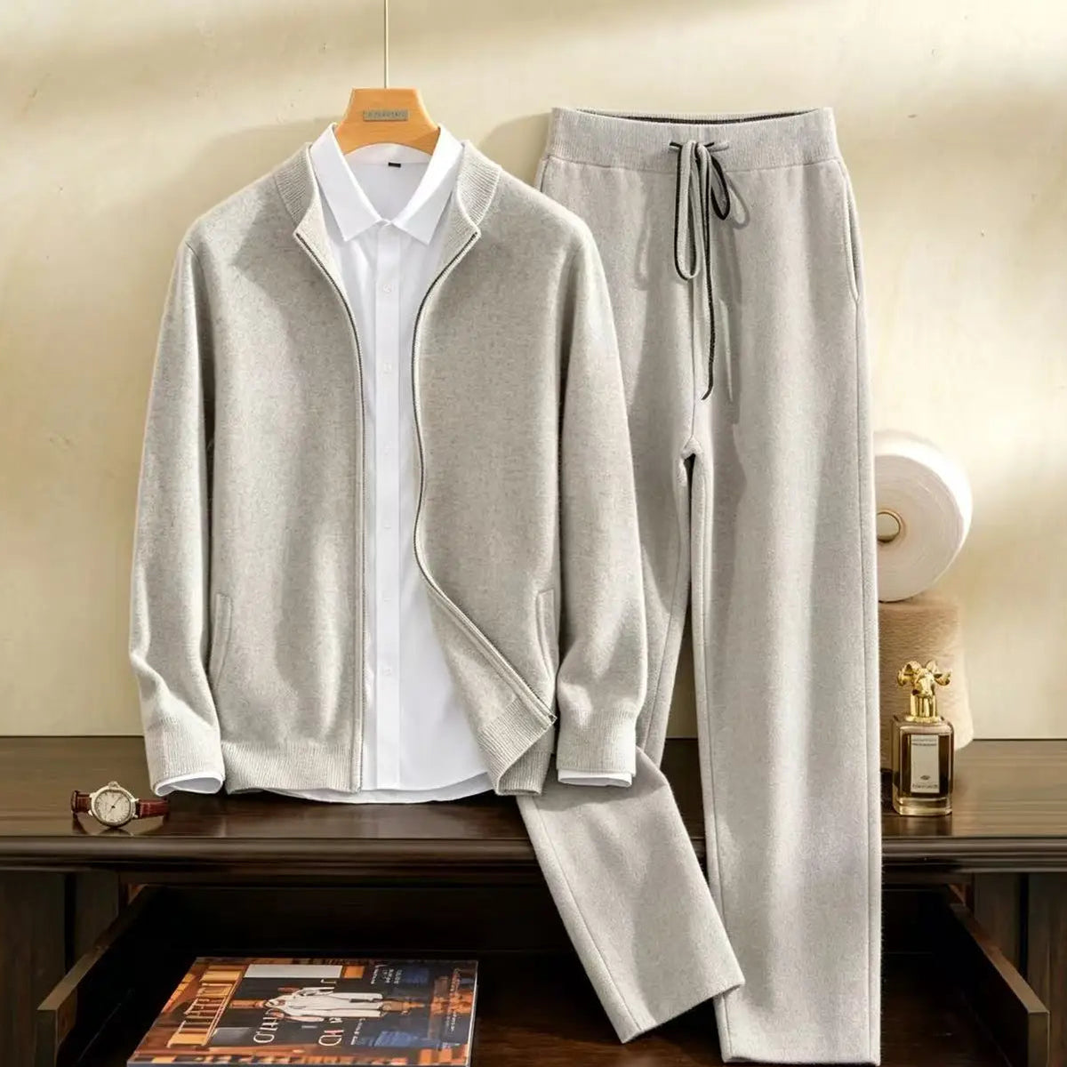 Ensemble homme cachemire cardigan zippé – CLEVI Paris