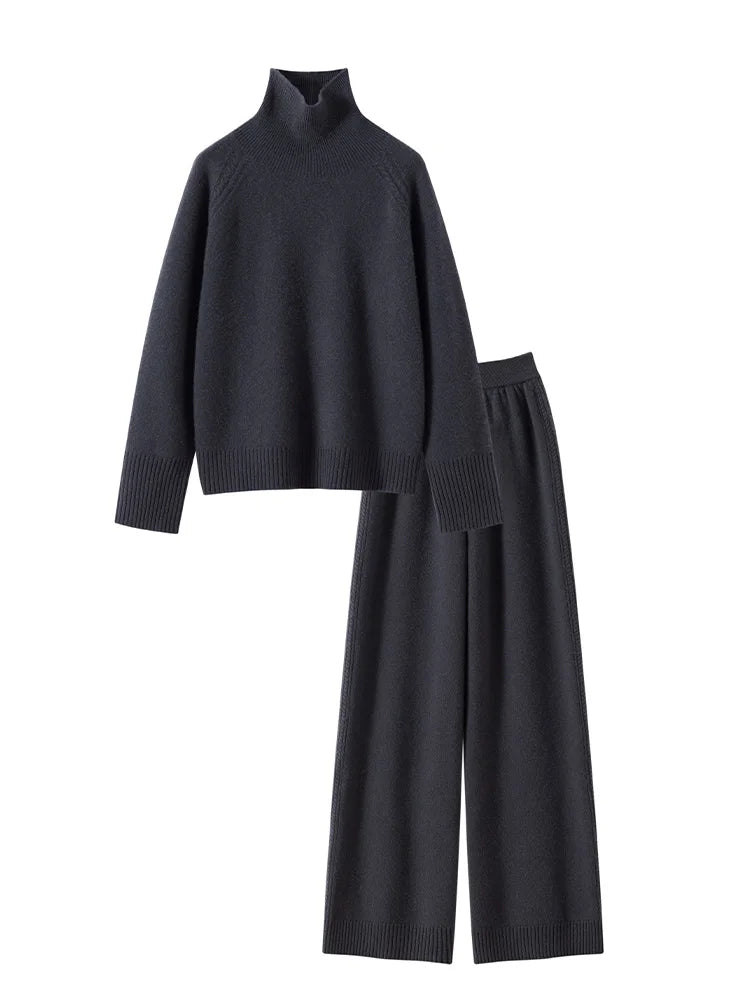 Ensemble cachemire femme à col fendu – CLEVI Paris