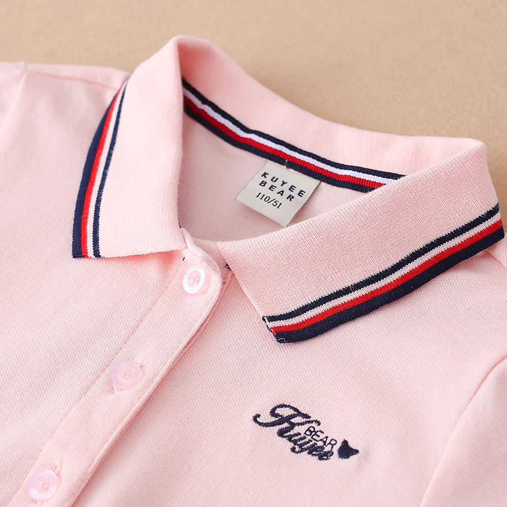 Robe polo fille en coton à manches courtes – CLEVI Paris