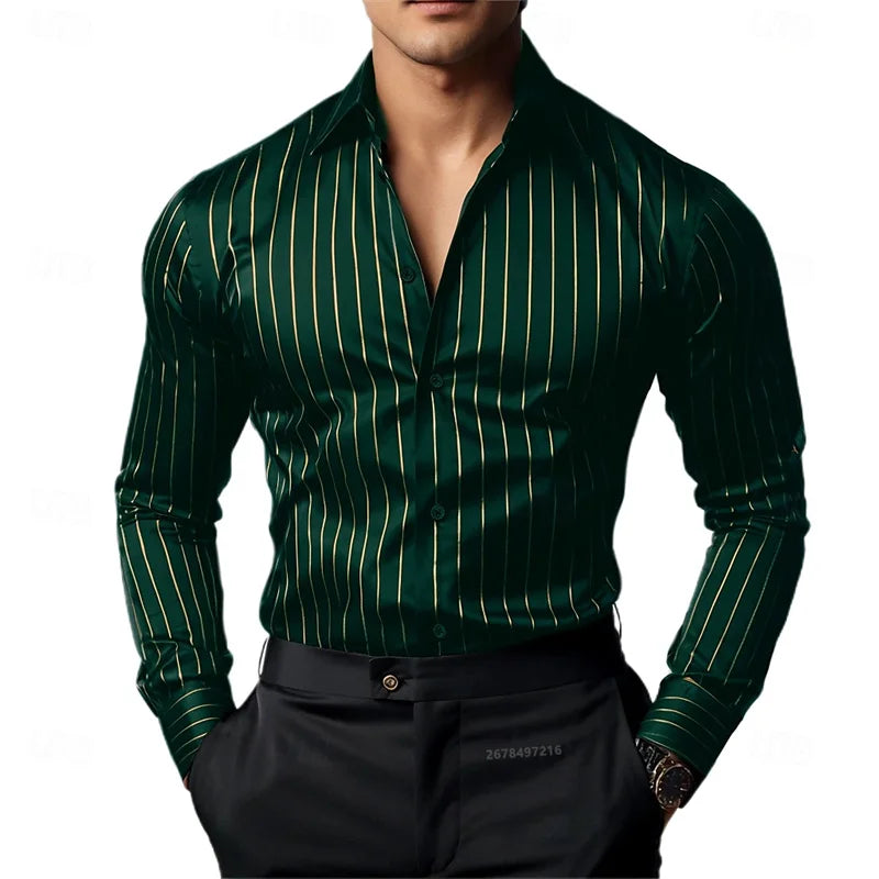 Chemise Homme Rayée à Manches Longues – CLEVI Paris