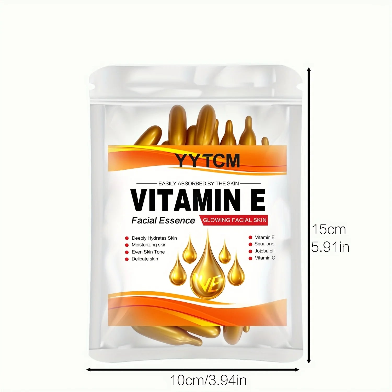 Capsules Essence Vitamine E & Squalane – Hydratation Profonde, Éclat & Lissage de la Peau