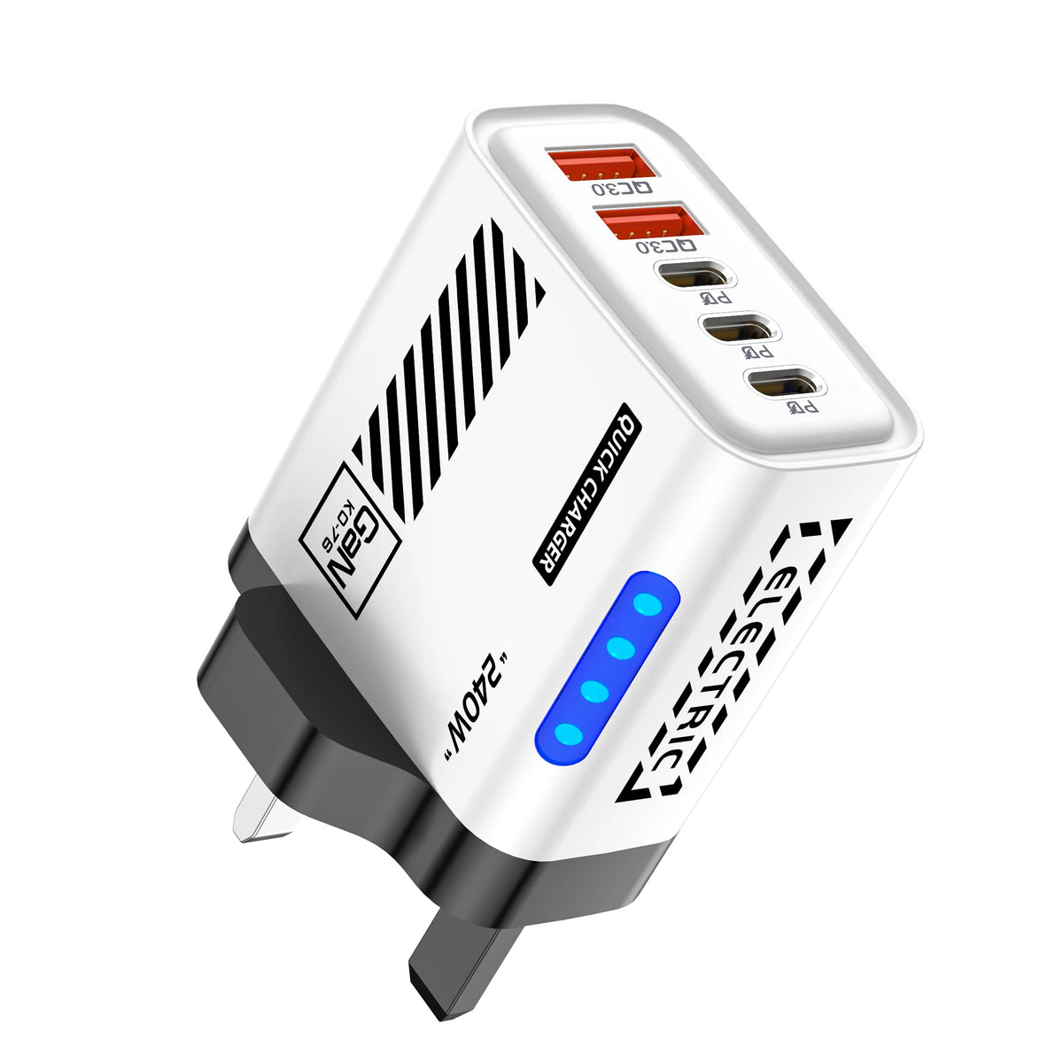 Chargeur GaN 5-en-1 USB-C 120W Quick Charge 3.0 EU US UK – CLEVI Paris
