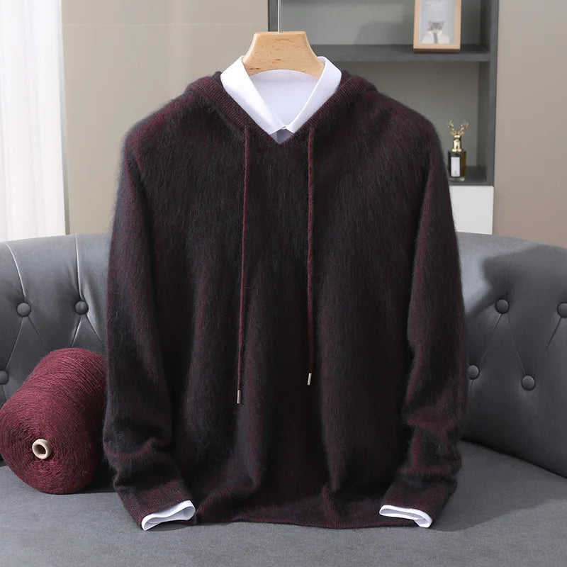 Pull Homme 100% Cachemire Vison À Capuche Coupe Ample MVLYFLRT – Tricot Épais Casual – 10 Coloris, S à XXXL – CLEVI Paris