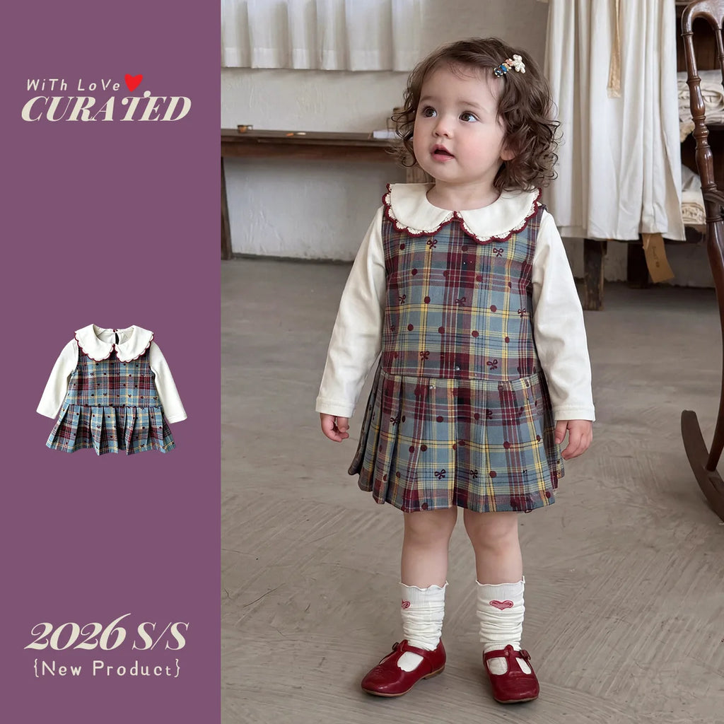 Ensemble bébé fille jupe et gilet à carreaux – CLEVI Paris