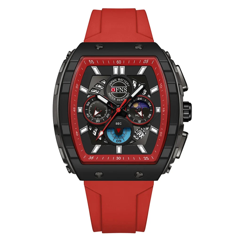 OFNS 1203 Montre Homme Quartz Chronographe Silicone Lumineux Sport – CLEVI Paris