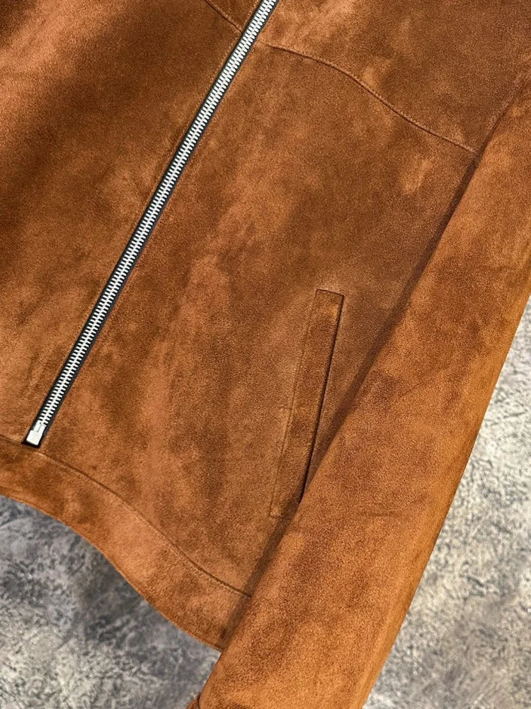 Blouson homme en cuir suédé marron – CLEVI Paris