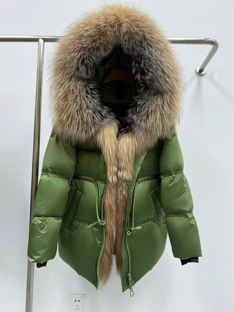 Parka duvet femme à capuche et fourrure – CLEVI Paris