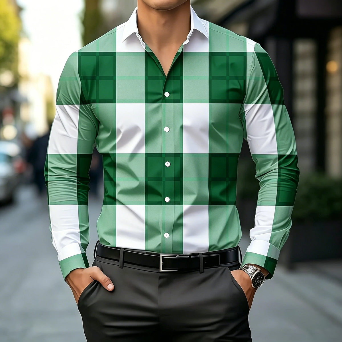 Chemise homme à carreaux manches longues – CLEVI Paris
