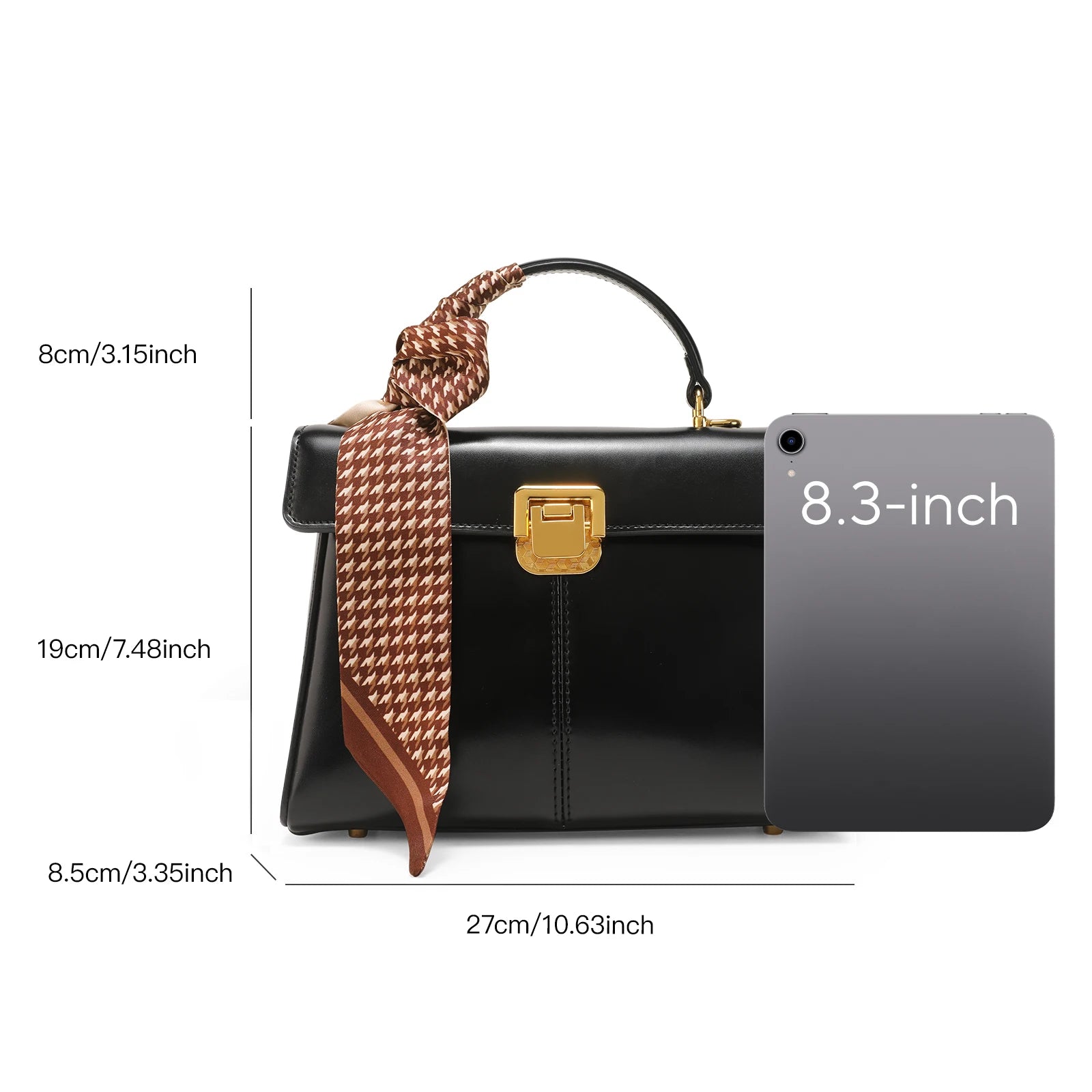 Sac à Main Femme Cuir Véritable avec Foulard Luxe Shoulder Bag 4 Coloris – CLEVI Paris