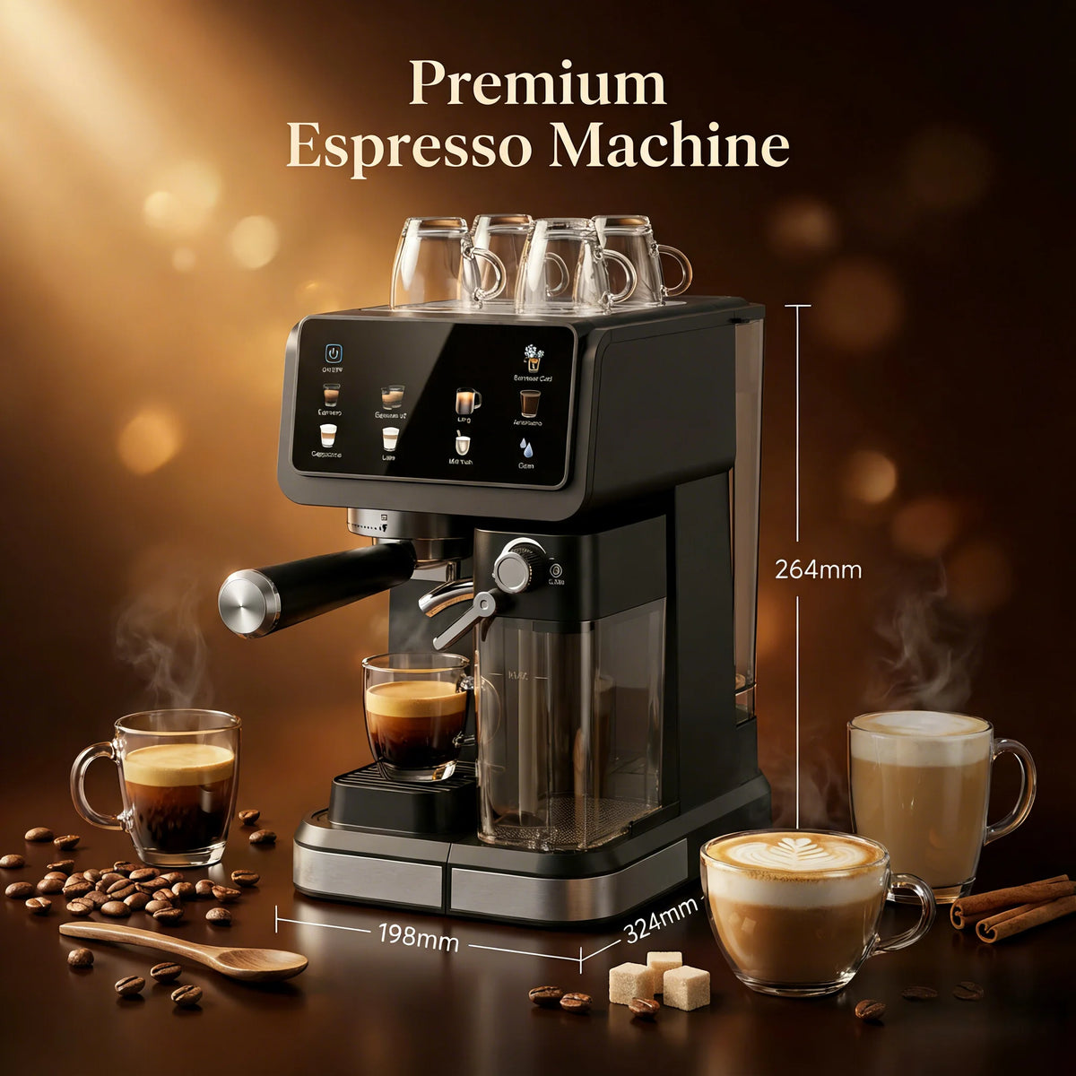 Machine expresso 20 bars, mousseur à lait auto – CLEVI Paris