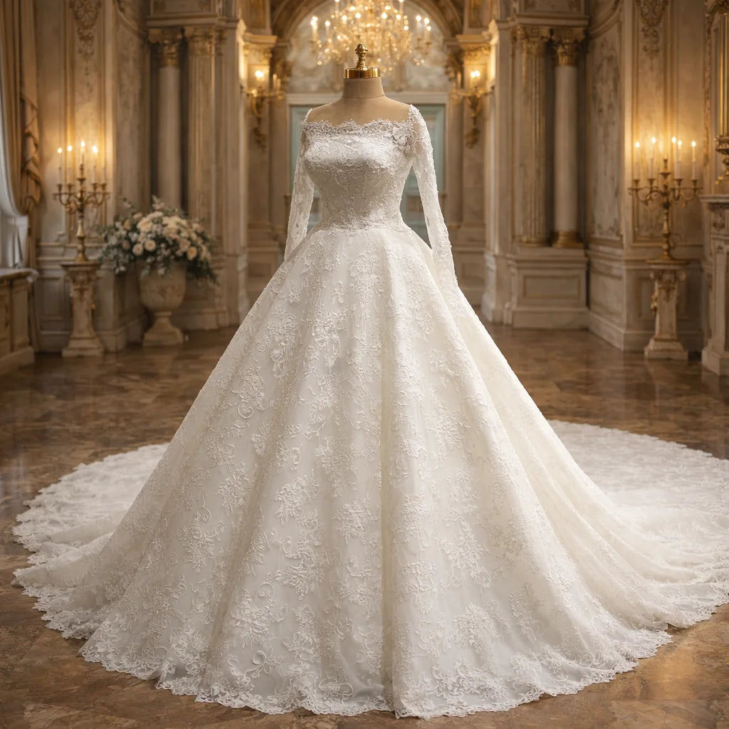 Robe de mariée princesse en dentelle – CLEVI Paris