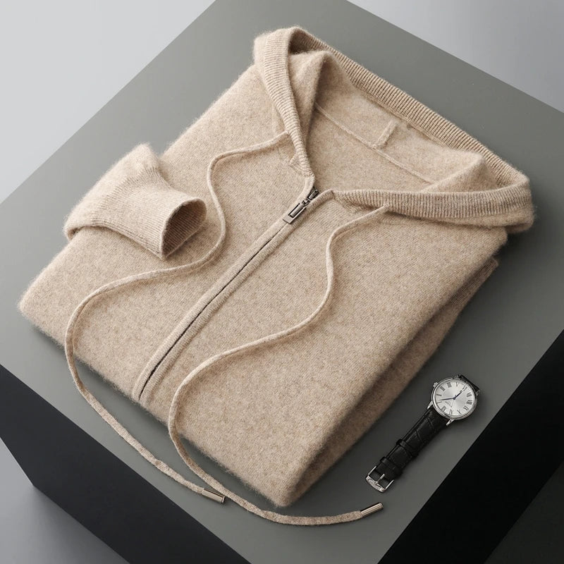 Ensemble homme laine mérinos, cardigan zippé – CLEVI Paris