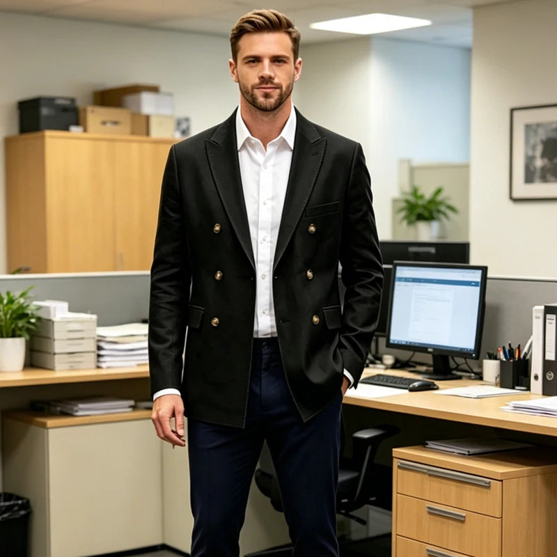 Blazer homme double boutonnage à revers – CLEVI Paris
