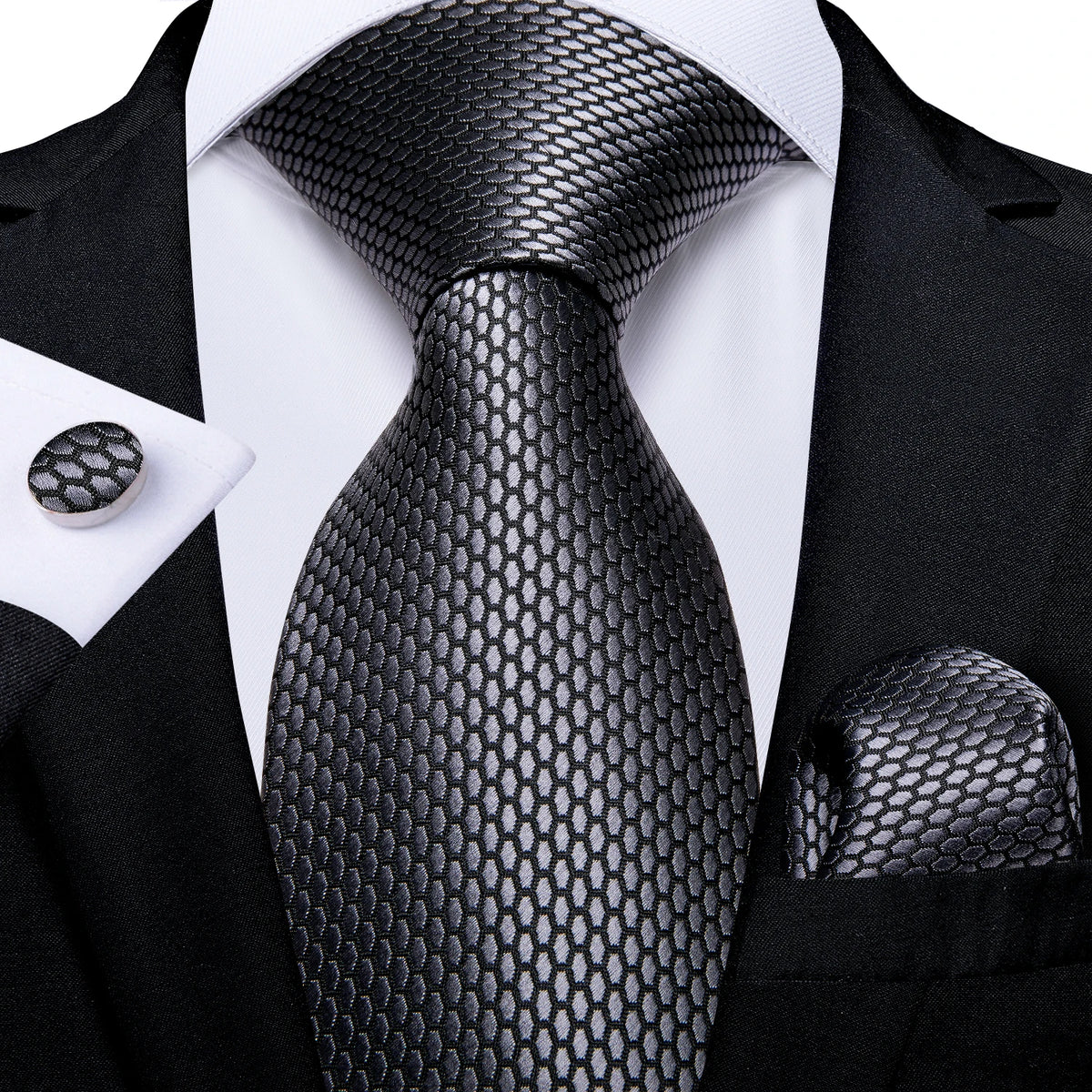 Coffret cravate homme à pois, pochette et boutons – CLEVI Paris