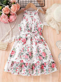 Robe fille fleurie à volants superposés – CLEVI Paris