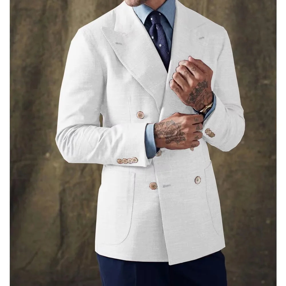 Blazer croisé lin et coton homme – CLEVI Paris
