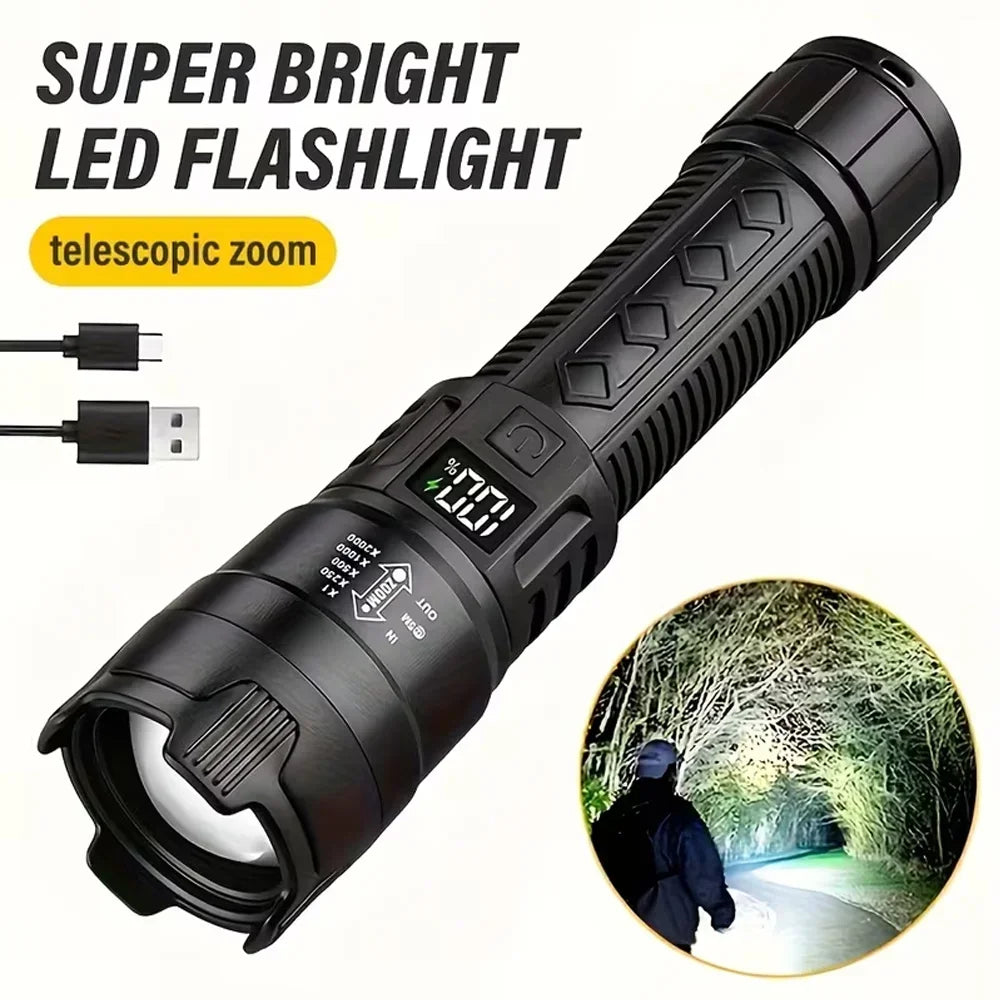 Lampe Torche LED 2000 Lumens Zoom Tactique Rechargeable USB-C – CLEVI Paris