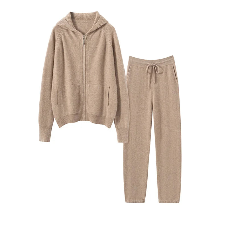 Ensemble cachemire femme, cardigan zippé – CLEVI Paris