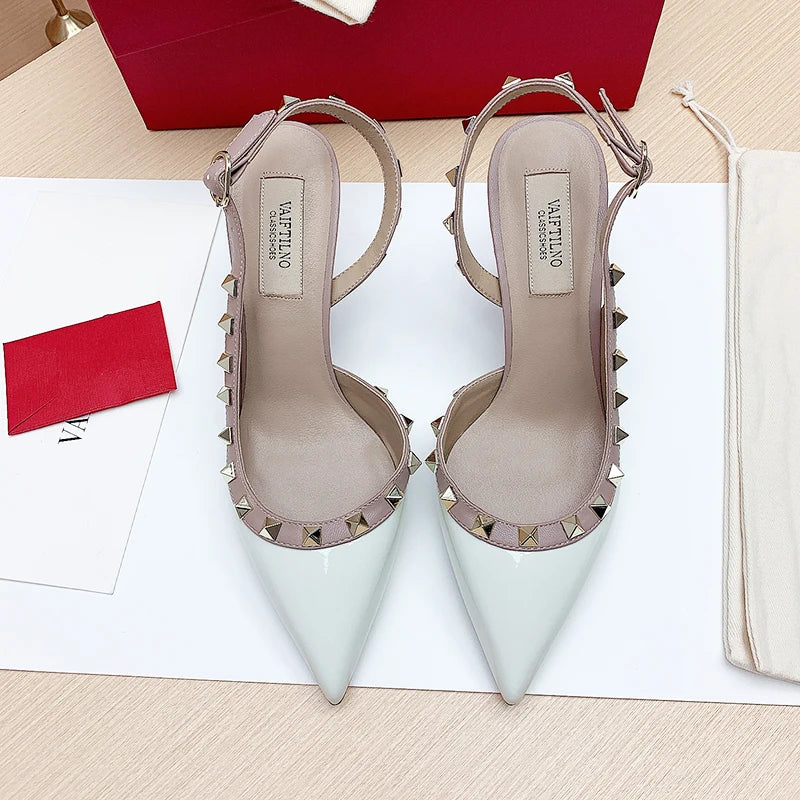 Escarpins ouverts femme à bride et rivets – CLEVI Paris