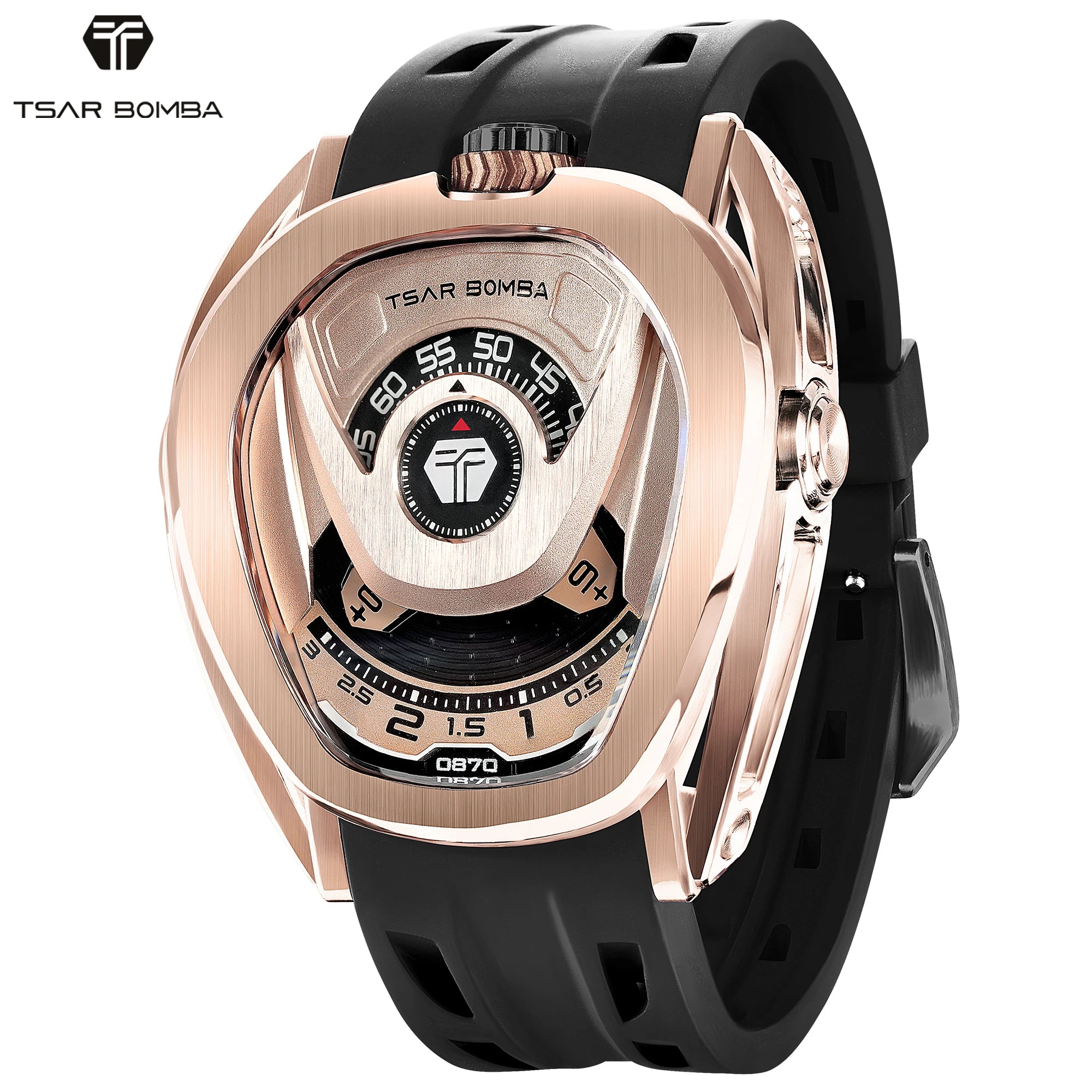 Montre Homme Automatique TSAR BOMBA TB8213A – Mouvement Japonais Verre Saphir Étanche 100m Lunette Carbone – CLEVI Paris