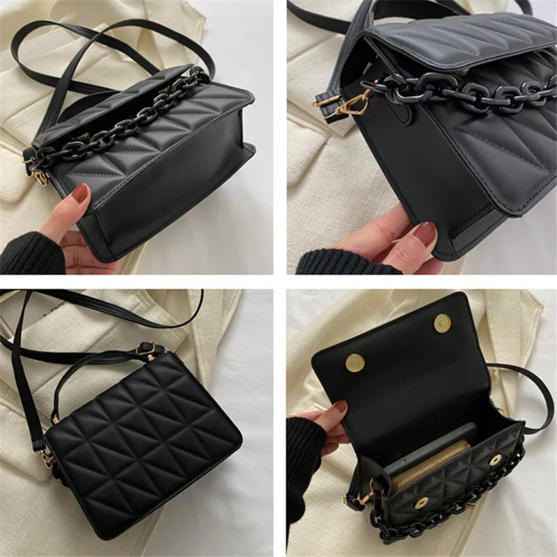 Mini sac carré matelassé femme à chaîne – CLEVI Paris