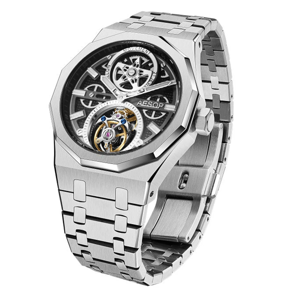 Montre Homme Tourbillon Automatique Squelette Aesop 7092 – CLEVI Paris