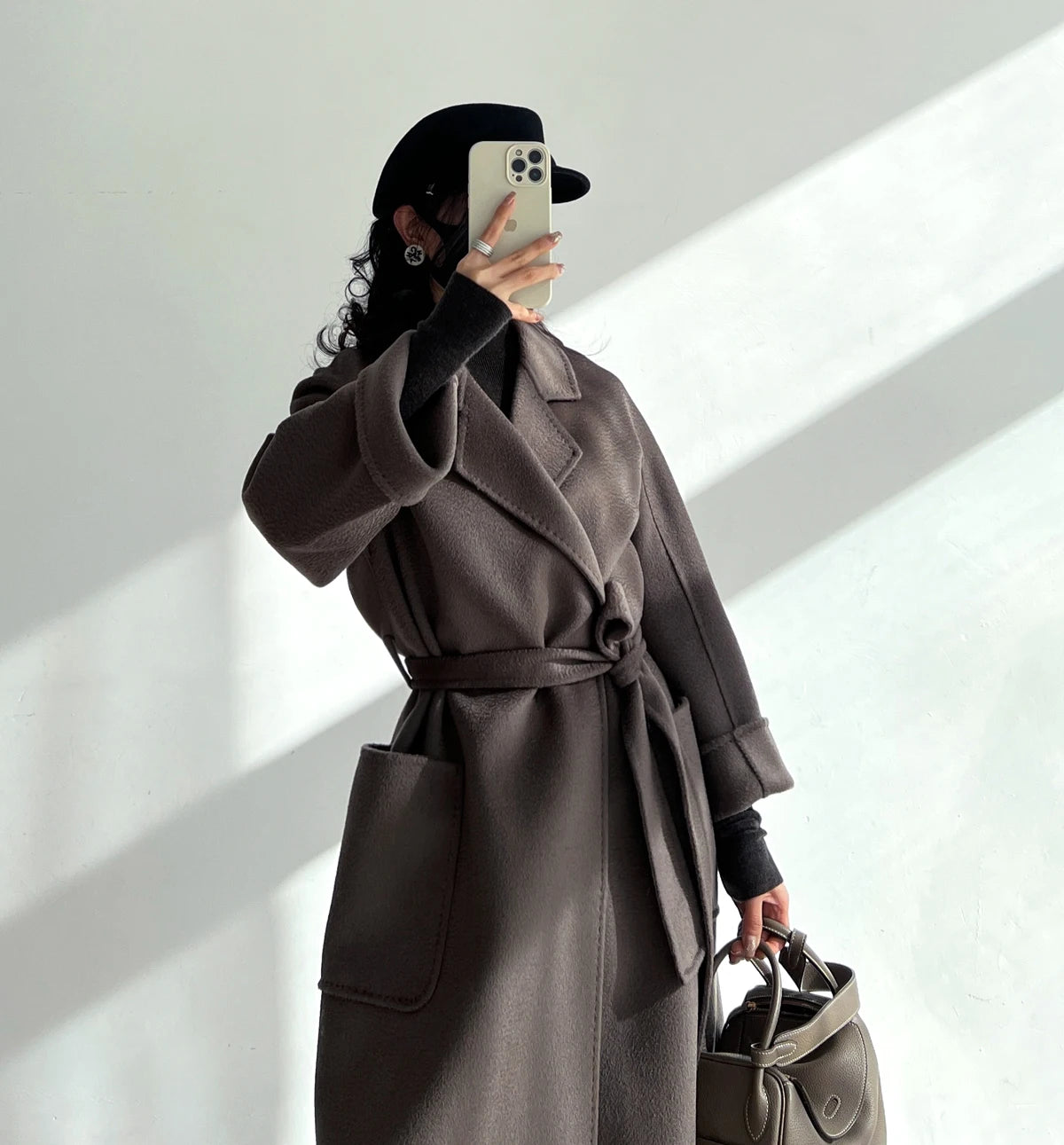 Manteau femme ceinturé laine et cachemire – CLEVI Paris