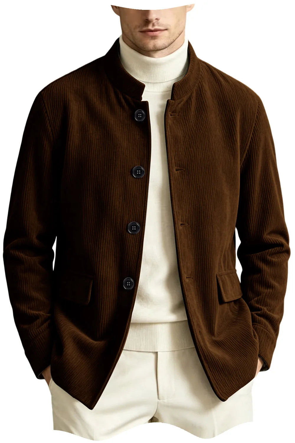 Blazer homme en velours côtelé à col montant – CLEVI Paris