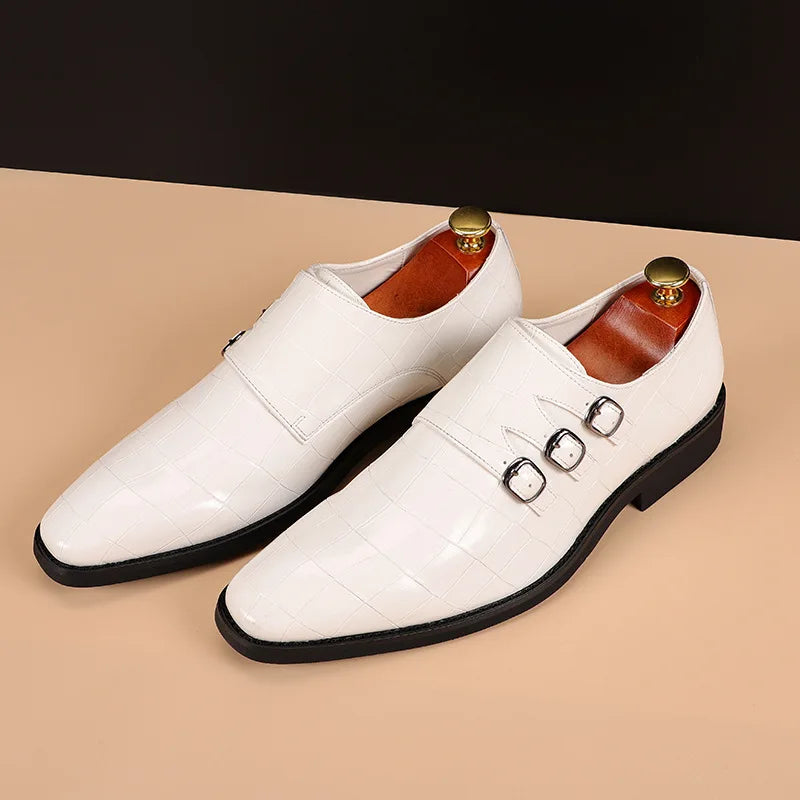 Oxford Homme Cuir Bout Carré Boucle Bureau Mariage | 5 Coloris EU 38-48