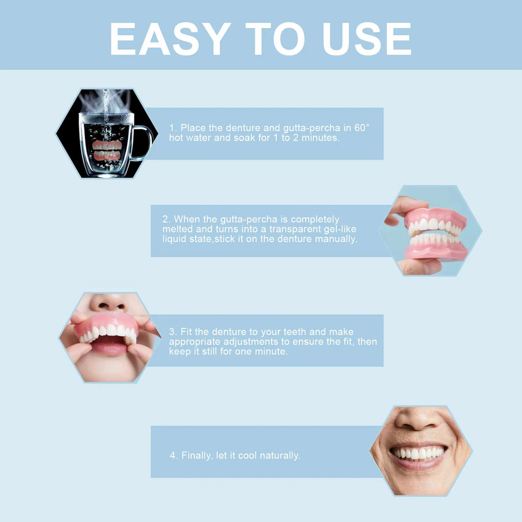 Dentier Complet Silicone – Fausses Dents Naturelles Haut & Bas | Confort Instantané