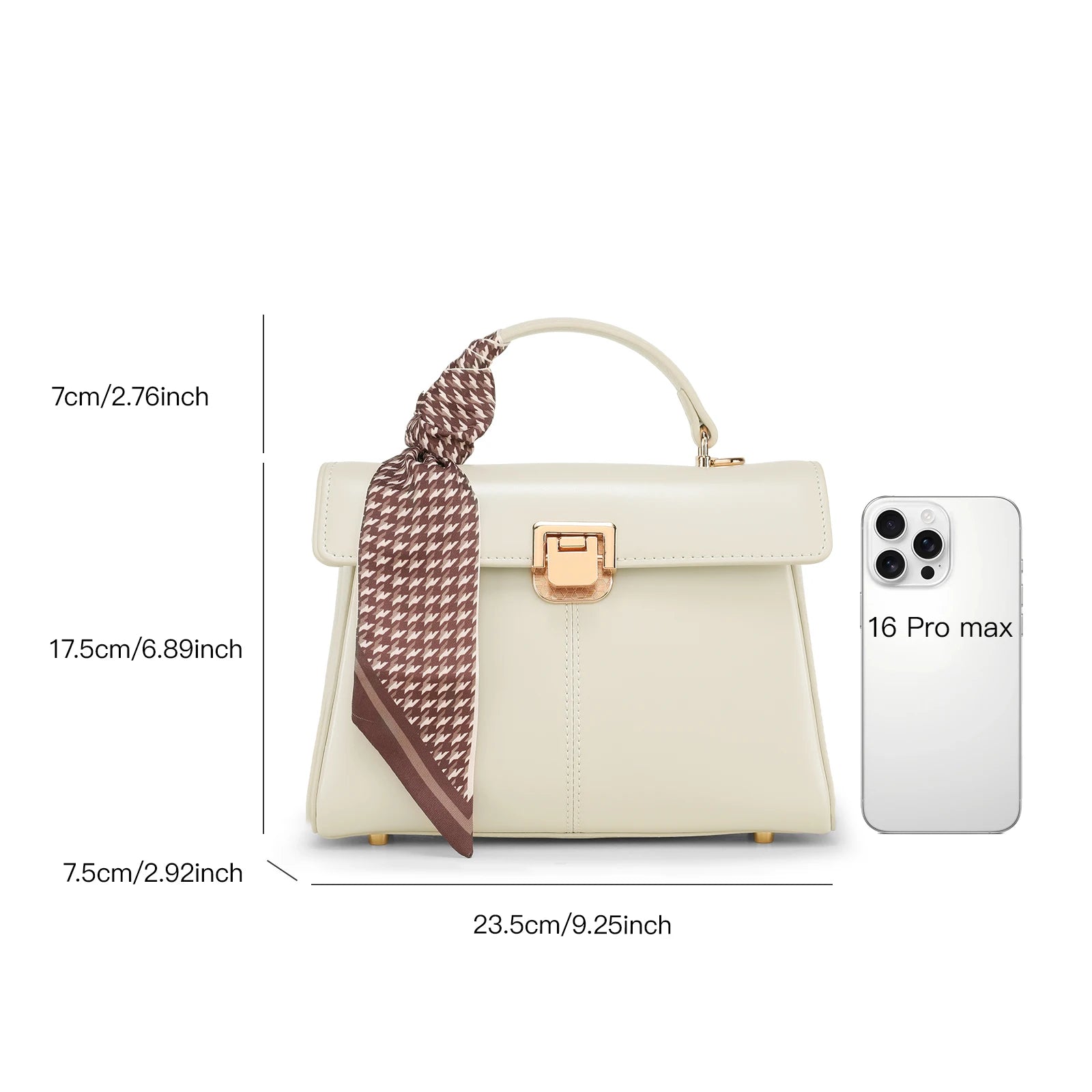 Sac à Main Femme Cuir Véritable avec Foulard Luxe Shoulder Bag 4 Coloris – CLEVI Paris