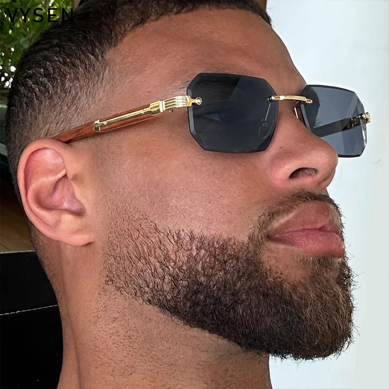 Lunettes de Soleil Rimless Polygone Punk Vintage Homme – CLEVI Paris
