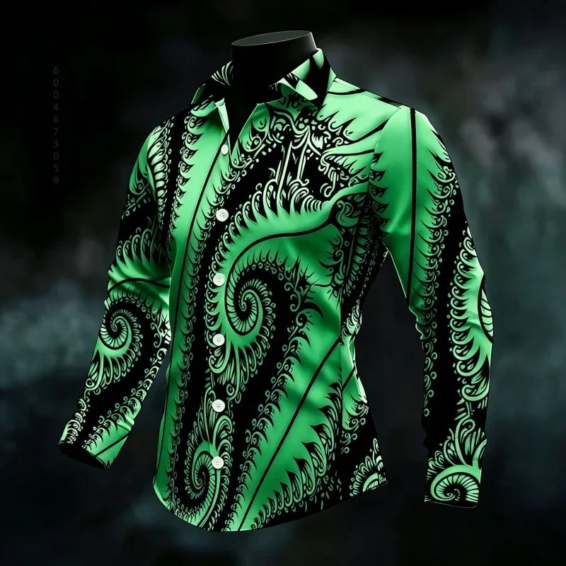Chemise Homme Imprimée à Manches Longues – CLEVI Paris