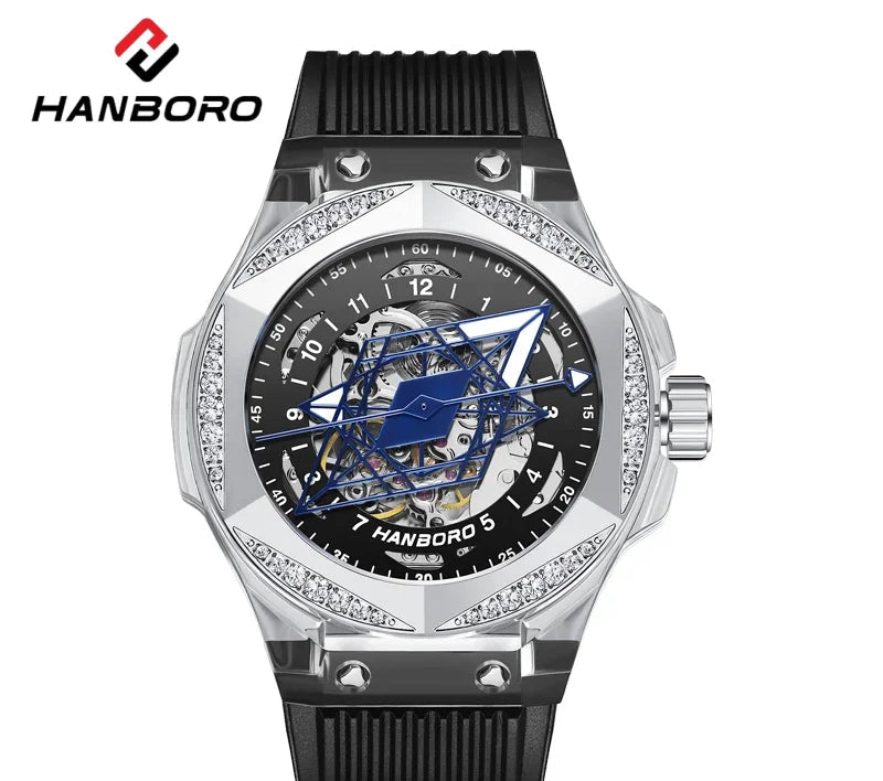 Montre Unisexe Automatique Squelette Boîtier Transparent Aiguilles Tatouage Hanboro A996 – CLEVI Paris
