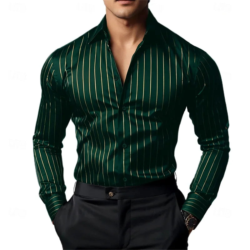 Chemise Homme Rayée à Manches Longues – CLEVI Paris