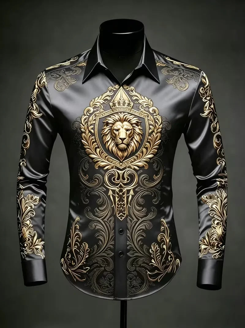 Chemise Homme Géométrique à Détail Doré – CLEVI Paris