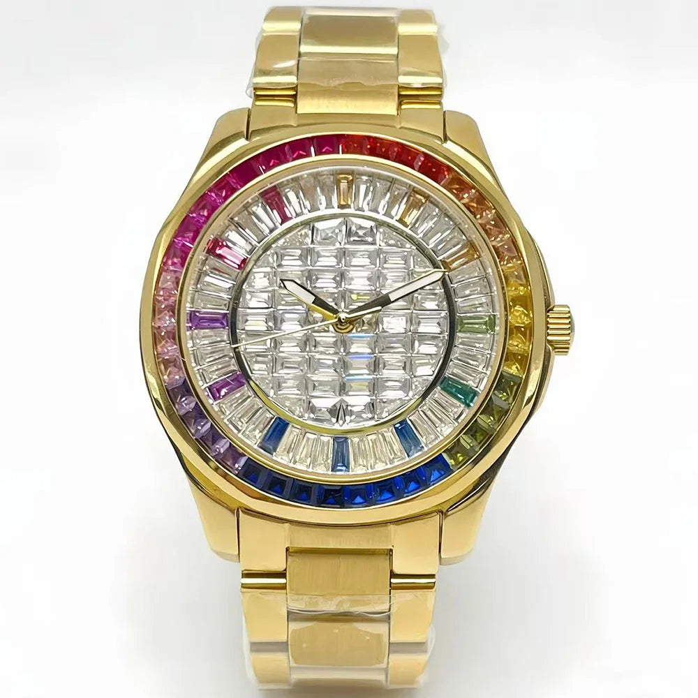 Montre Homme Automatique Or Diamants Arc-en-Ciel Miyota 8215 Huayra – CLEVI Paris