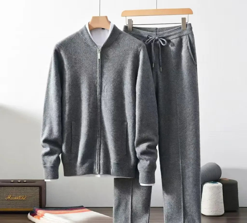 Ensemble homme cachemire cardigan zippé – CLEVI Paris