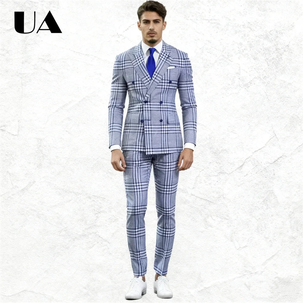 Costume Gris à Carreaux Homme 2 Pièces – CLEVI