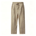 Pantalon Lin Homme Coupe Droite Ample Taille Élastique Cordon Léger Respirant Casual Plage Bureau Beige Noir Blanc – CLEVI Paris